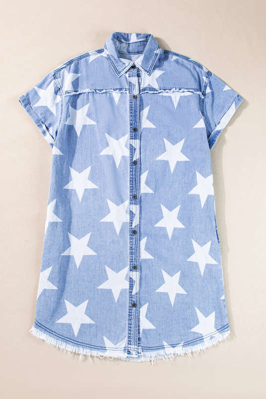 Blue V-Neck Knitted Summer Top with Exposed Seams