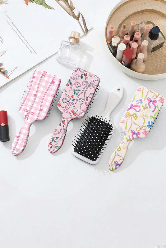 White Multi Ribbon Bow Print Air Cushion Comb