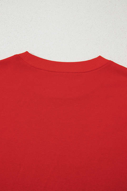Fiery Red Varsity Striped Detail Drop Shoulder Oversized Sweatshirt