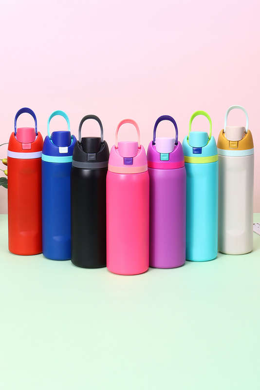Strawberry Pink Insulated Stainless Steel Tumbler with Carry Loop 16oz