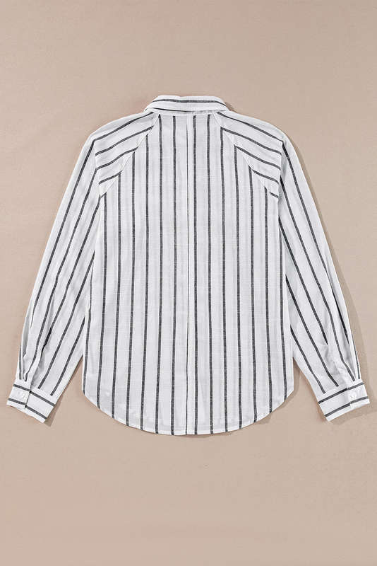 Black Stripe Chest Pocket Buttoned Oversized Shirt