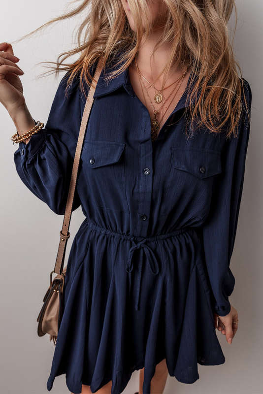 Blue V-Neck Knitted Summer Top with Exposed Seams