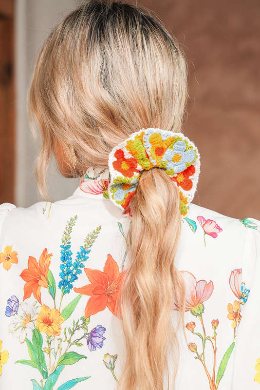 Yellow Bohemian Style Flower Crochet Scrunchy Hair Tie