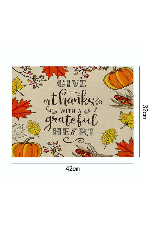Orange Pumpkin Fall Leaf Thanksgiving Decorative Placemat