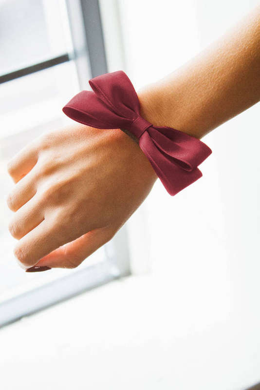 Burgundy Double Bow Scrunchy Hair Tie