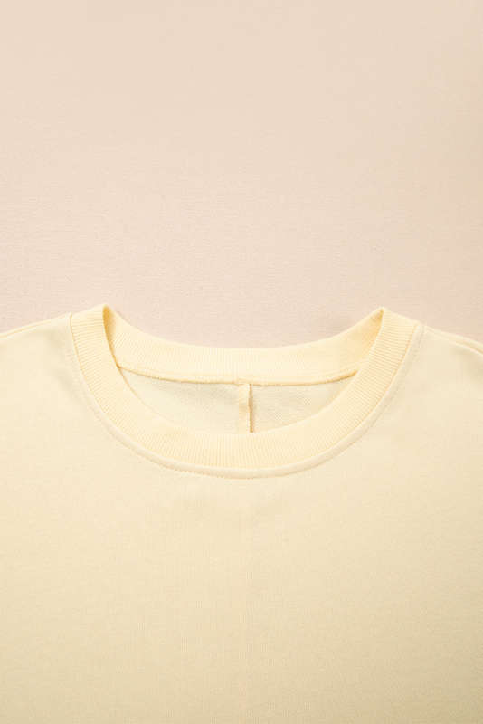 Apricot 2 in 1 Faux Two Piece Patchwork Round Neck Sweatshirt