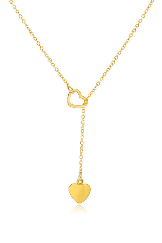 Gold Heart Shape Hollow Lariat Necklace