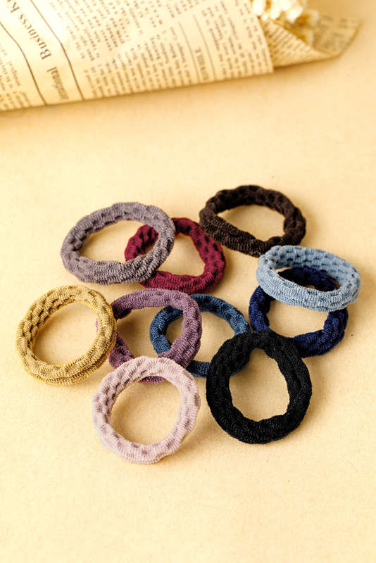 Black 10pcs/pack Elastic Textured Hair Tie