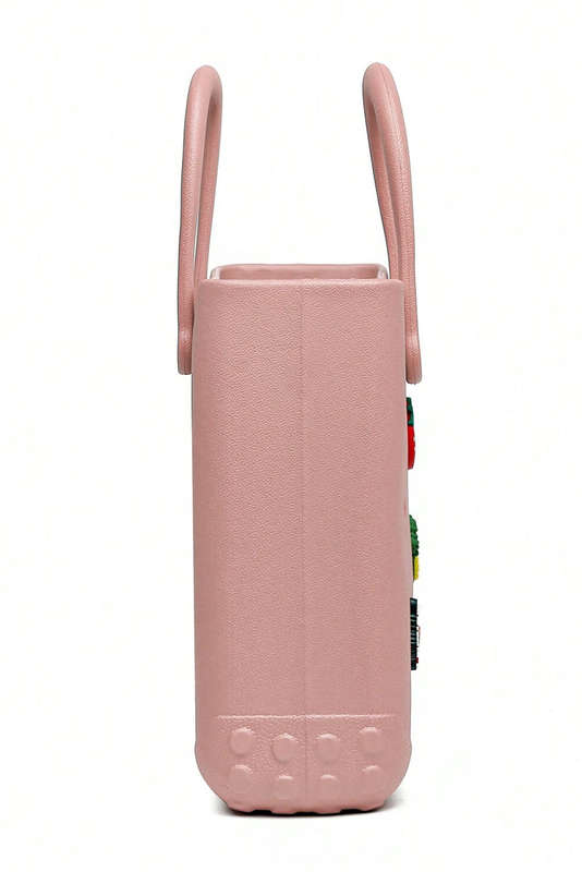 Apricot Pink Waterproof EVA Random Decorations Hollow Tote Bag