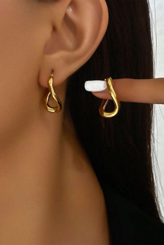 Gold Plated 3D Spiral Stainless Steel Earrings