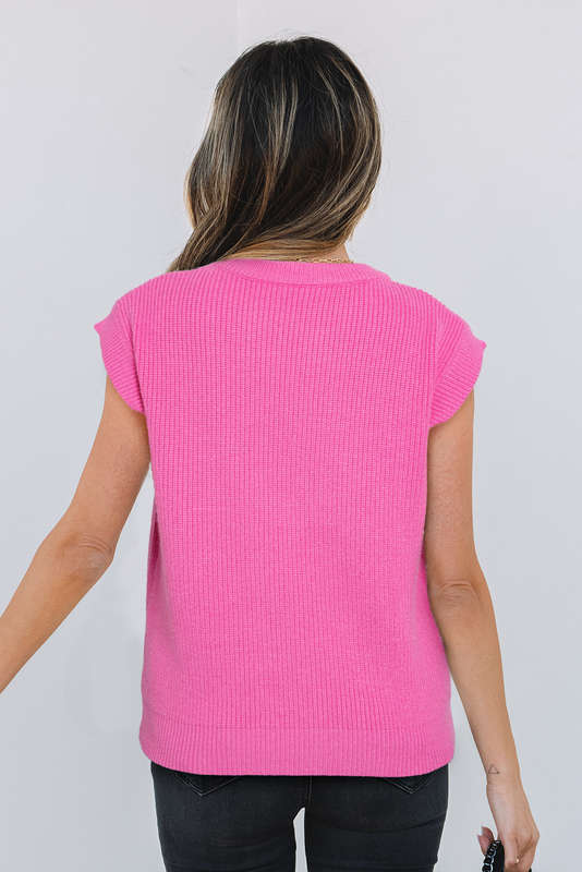 Sachet Pink Western Horse Embroidered Round Neck Sweater Tee