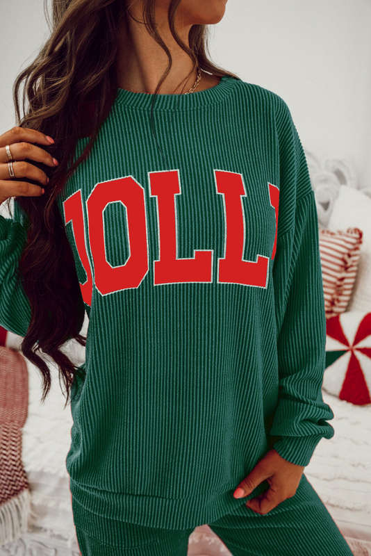 Evergreen JOLLY Corded Long Sleeve Top and Pockets Pants Set