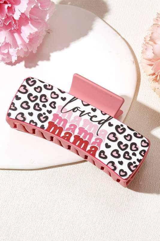 Sachet Pink Loved Mama Heart Print Large Hair Claw Clip