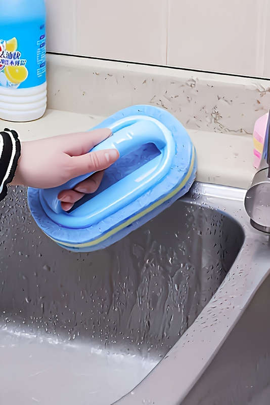 Sky Blue Multifunctional Sponge Clean Brush with Handle