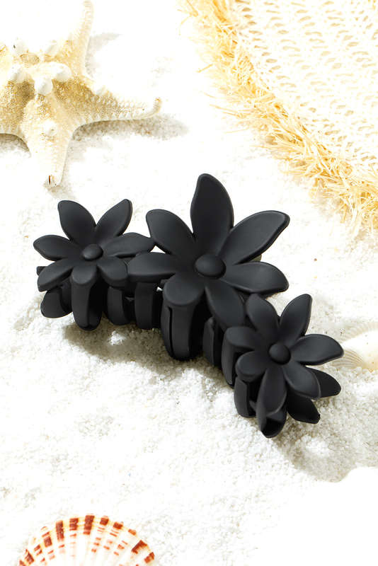 Black Flower Shape Frosted Large Hair Claw Clip