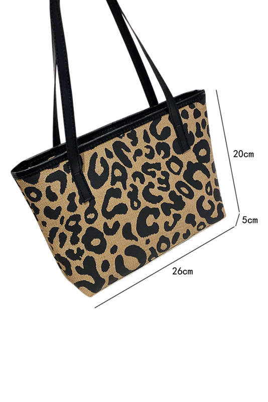 Camel Leopard PU Leather Shoulder Bag
