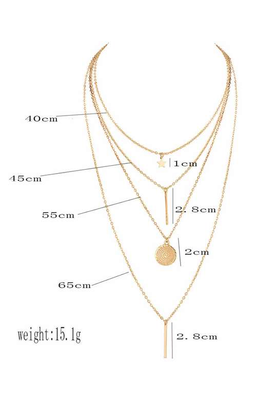Gold Boho Multi-layered Star Pendant Necklace
