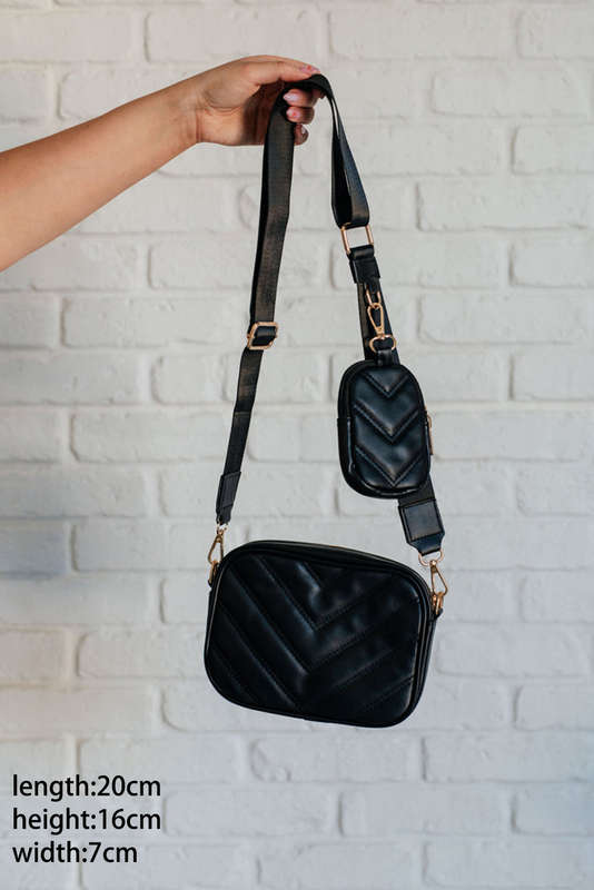 Color black Quilted PU Leather Crossbody Bag with Coin Purse