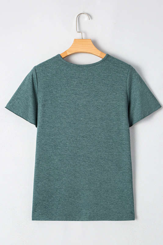 Mist Green Crisscross V Neck Butterfly Sleeve T Shirt