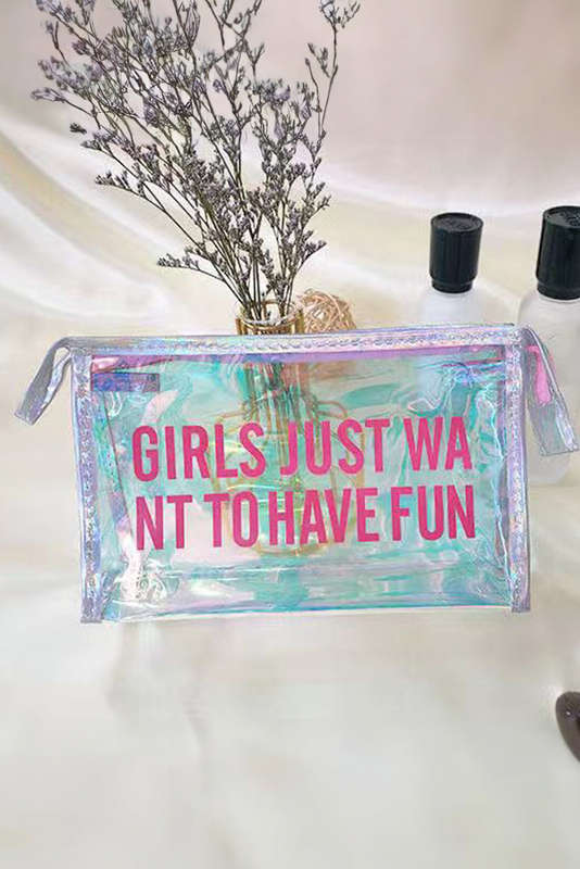 White Laser Waterproof Zipper Makeup Bag