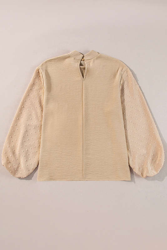 Parchment Swiss Dot Balloon Sleeve Loose Blouse