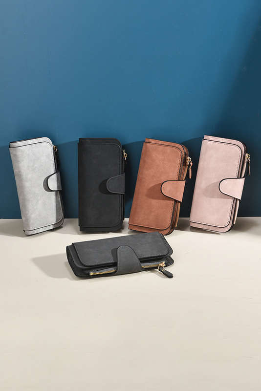 Pink PU Leather Multi-function Long Wallet