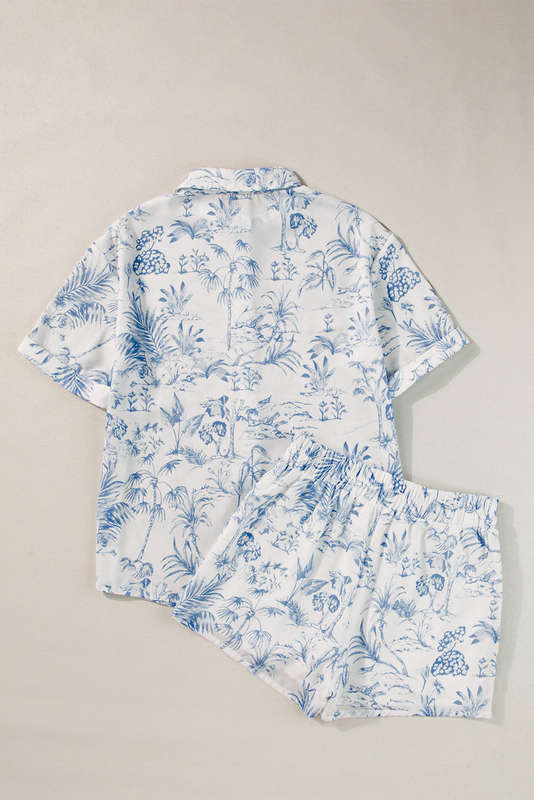 Blue V-Neck Knitted Summer Top with Exposed Seams
