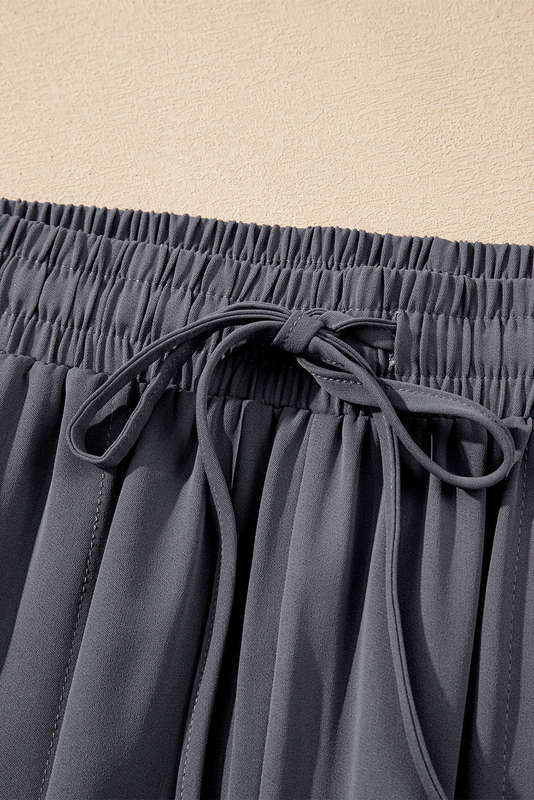Gray Drawstring Elastic Waistband Pocketed Cropped Jogger Pants