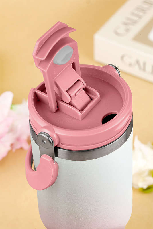 Pink Minimalist Handle Stainless Steel Insulated Cup 30oz