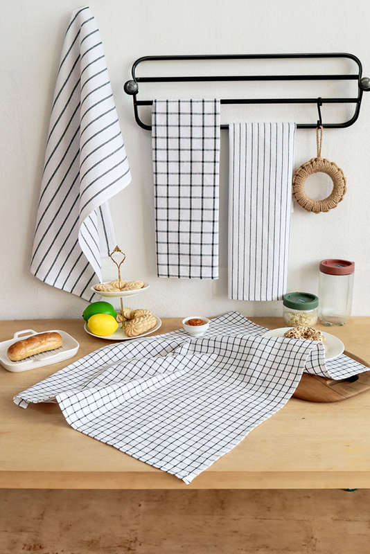 White Plaid Multifunctional Cotton Kitchen Decor Dishes Towel