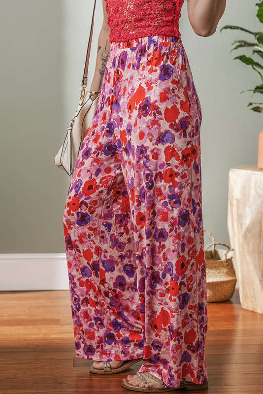 Purple Knit V-Neck Top with Trendy Exposed Seams