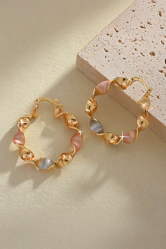Gold Twisted Plated Alloy Hoop Earrings