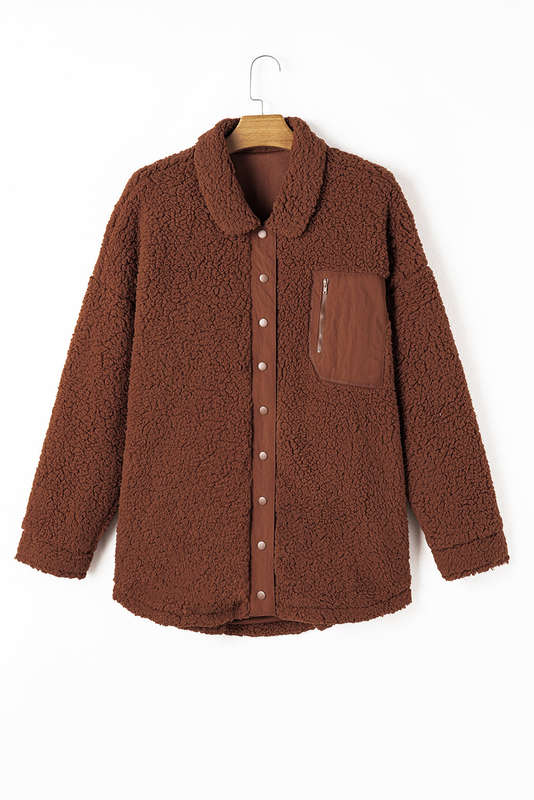 Red Clay Faux Shearling Teddy Bear Jacket