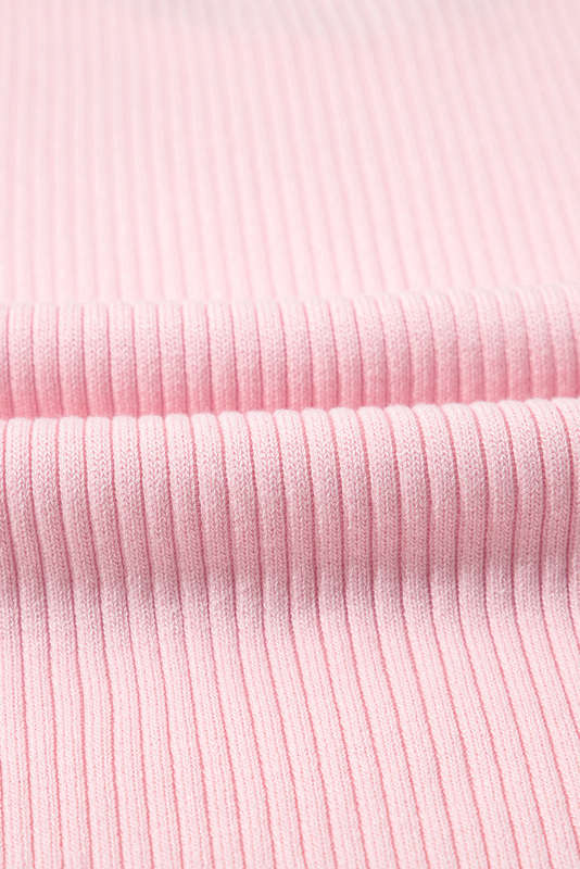 Pink Colorblock Edge Ribbed Knit U Neck Tank Top