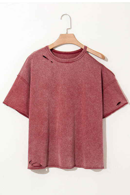 Clay One Shoulder Half Sleeve Oversized Tunic T Shirt