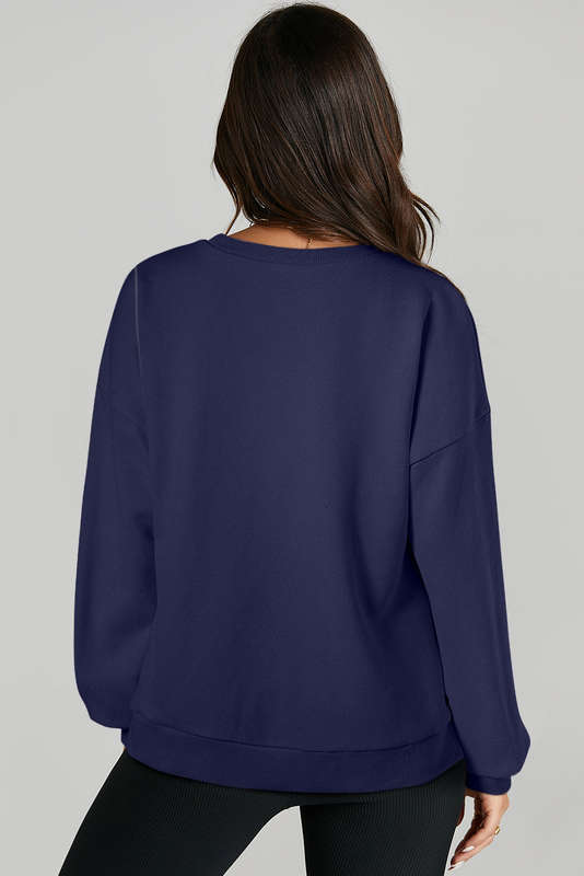 Blue V-Neck Knitted Summer Top with Exposed Seams