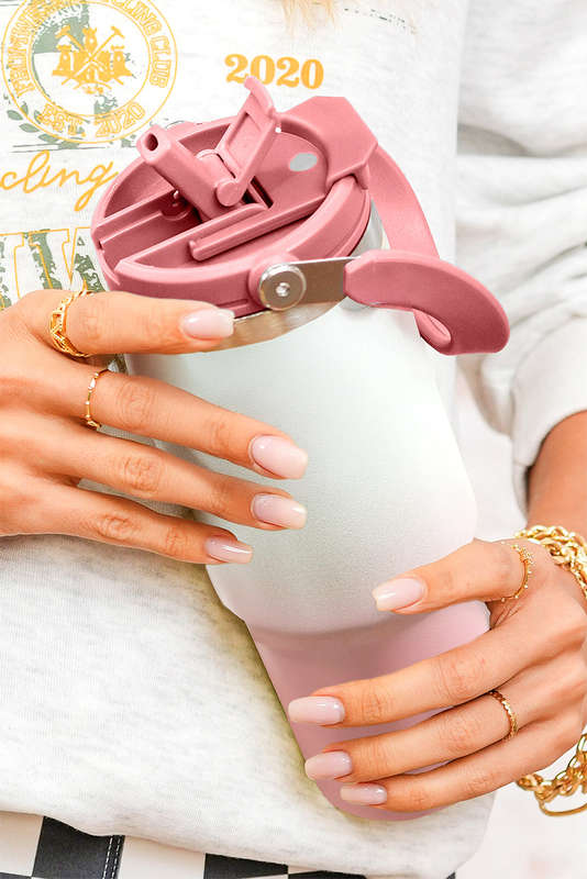 Pink Minimalist Handle Stainless Steel Insulated Cup 30oz