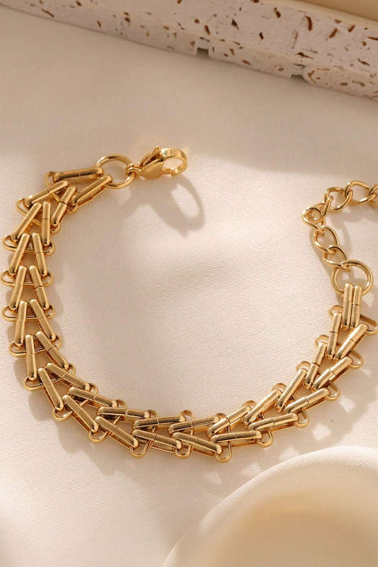 Gold Plated Alloy Adjustable Chain Bracelet