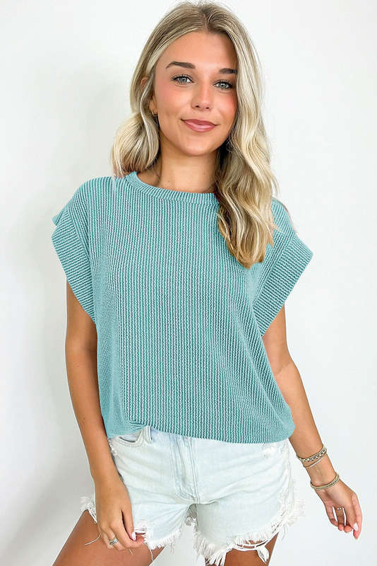 Canton Twisted Rib Wide Sleeve Crew Neck T Shirt