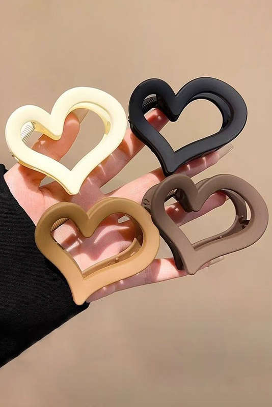 Black Cutout Heart Shape Frosted Small Hair Clip
