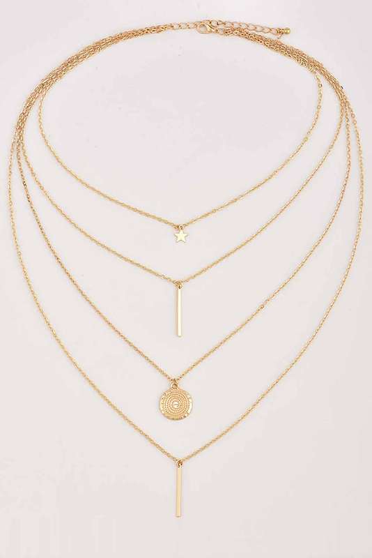 Gold Boho Multi-layered Star Pendant Necklace