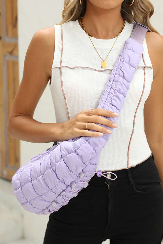 Wisteria Marshmallow Quilted Drawstring Decor Sling Bag