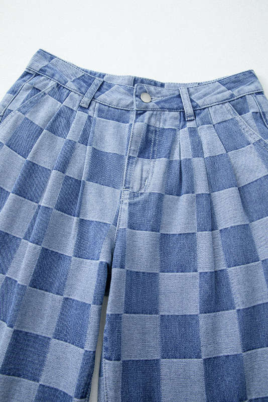 Blue V-Neck Knitted Summer Top with Exposed Seams