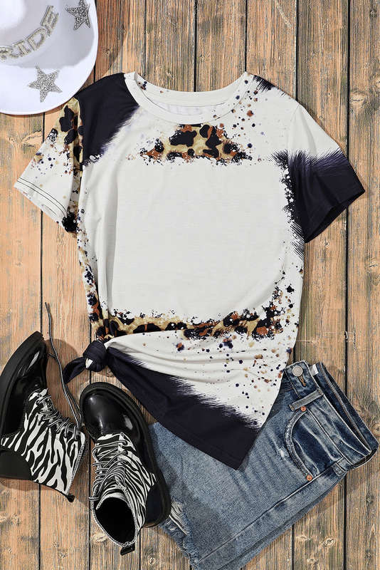 Bleached Leopard Short Sleeve Top