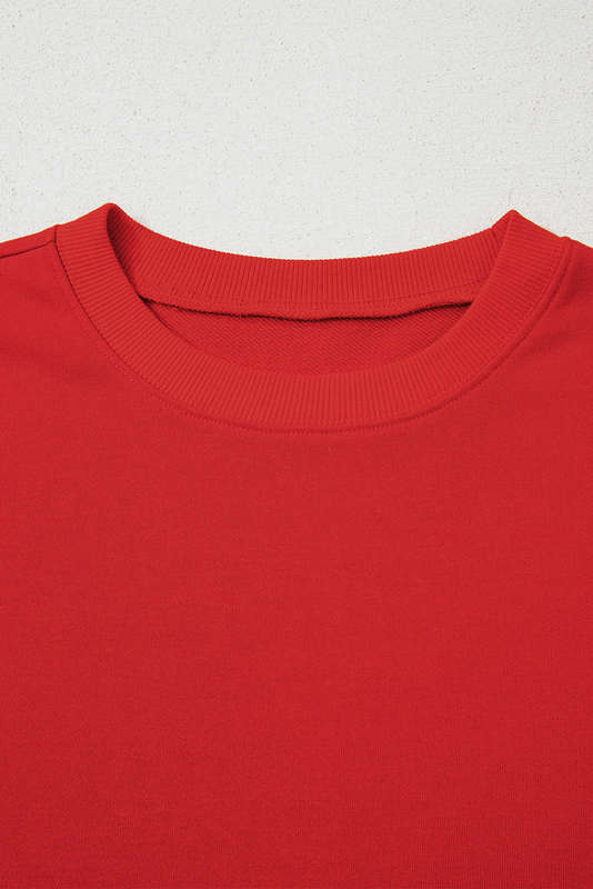 Fiery Red Varsity Striped Detail Drop Shoulder Oversized Sweatshirt