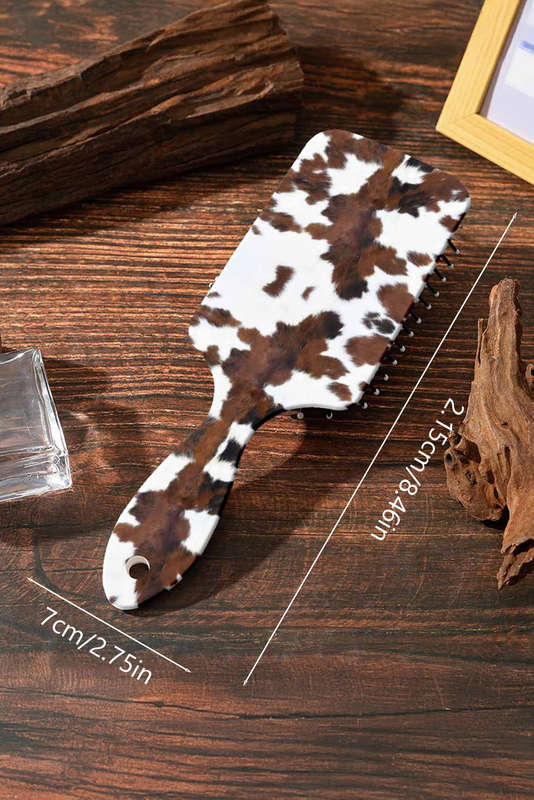 Chestnut Cow Print Long Handle Air Cushion Comb