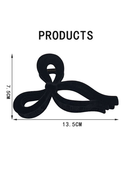 Black Velvet-Flocked Bow Shape Claw Clip