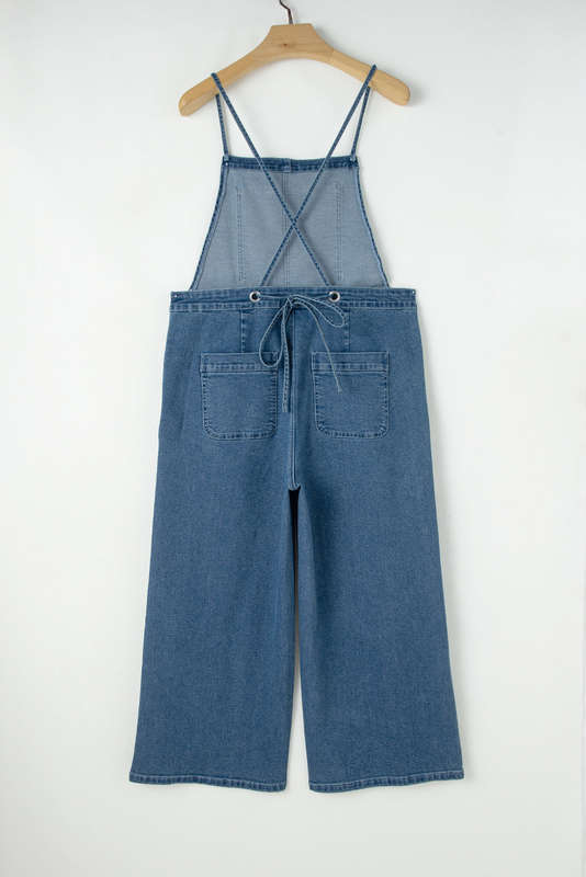 Blue V-Neck Knitted Summer Top with Exposed Seams