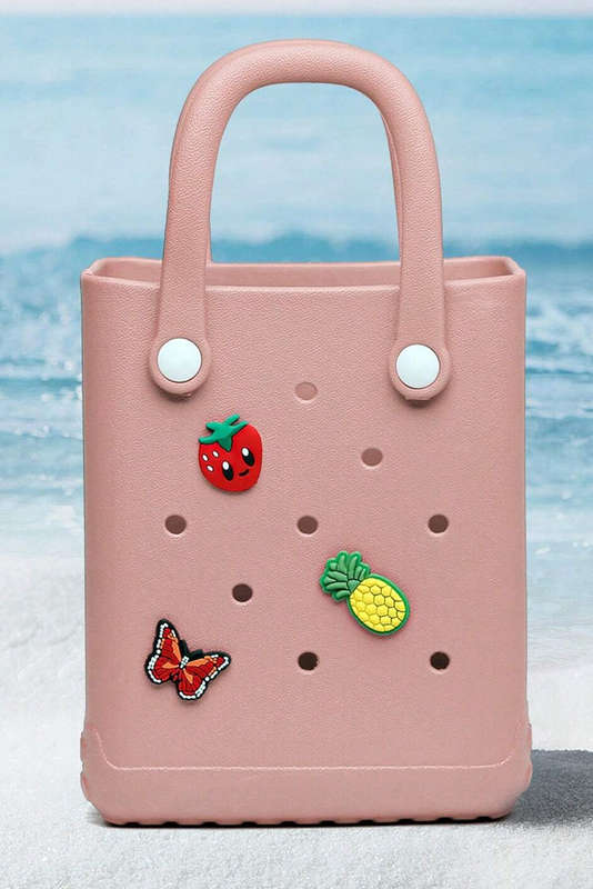Apricot Pink Waterproof EVA Random Decorations Hollow Tote Bag