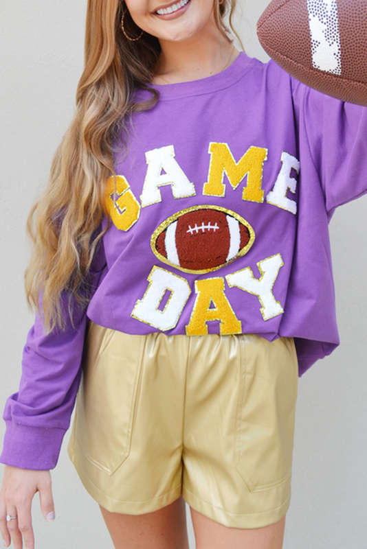 Purple Knit V-Neck Top with Trendy Exposed Seams